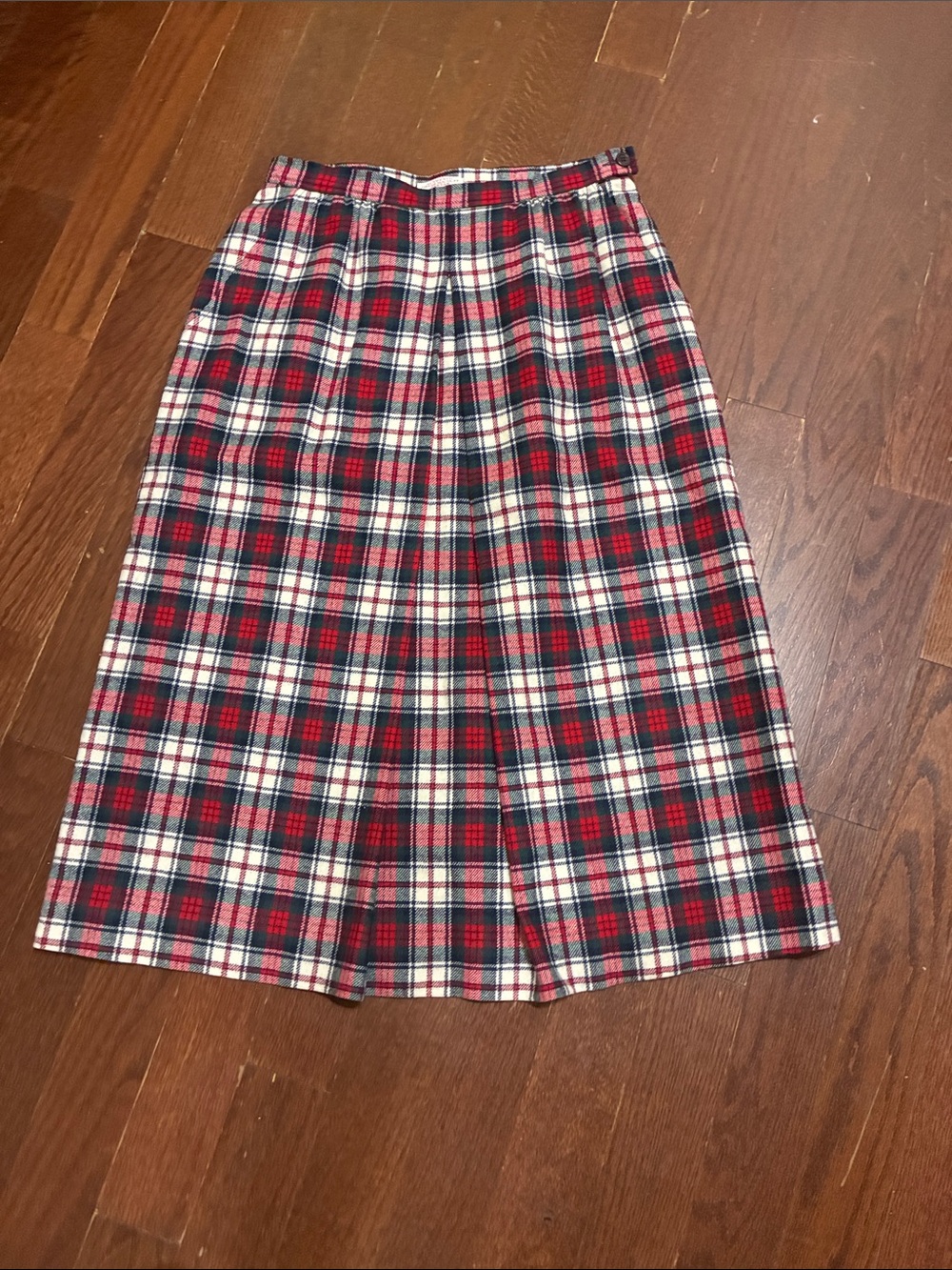 Pendleton Red, Black, White Plaid Midi Skirt